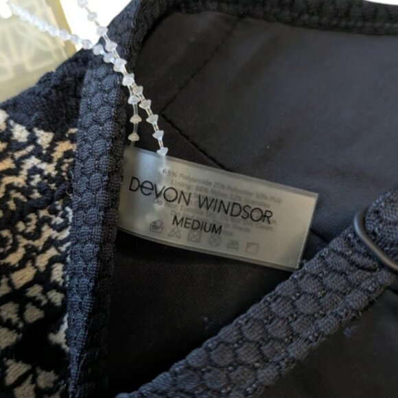 Devon Windsor Julian Black Jacquard One Piece Swimsuit New Size Medium Cut Out - Picture 5 of 12